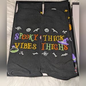 Happypop Women's Halloween Socks Spooky Vibes & Thick Thighs Size 7-14 NWT